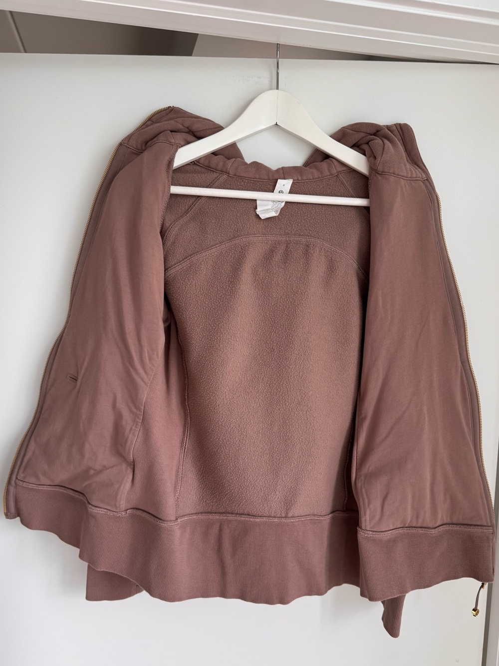 Lululemon Light Cotton Terry Scuba Full Zip Hoodie 8 Taupetastic Gold W4AWMS - Picture 15 of 15